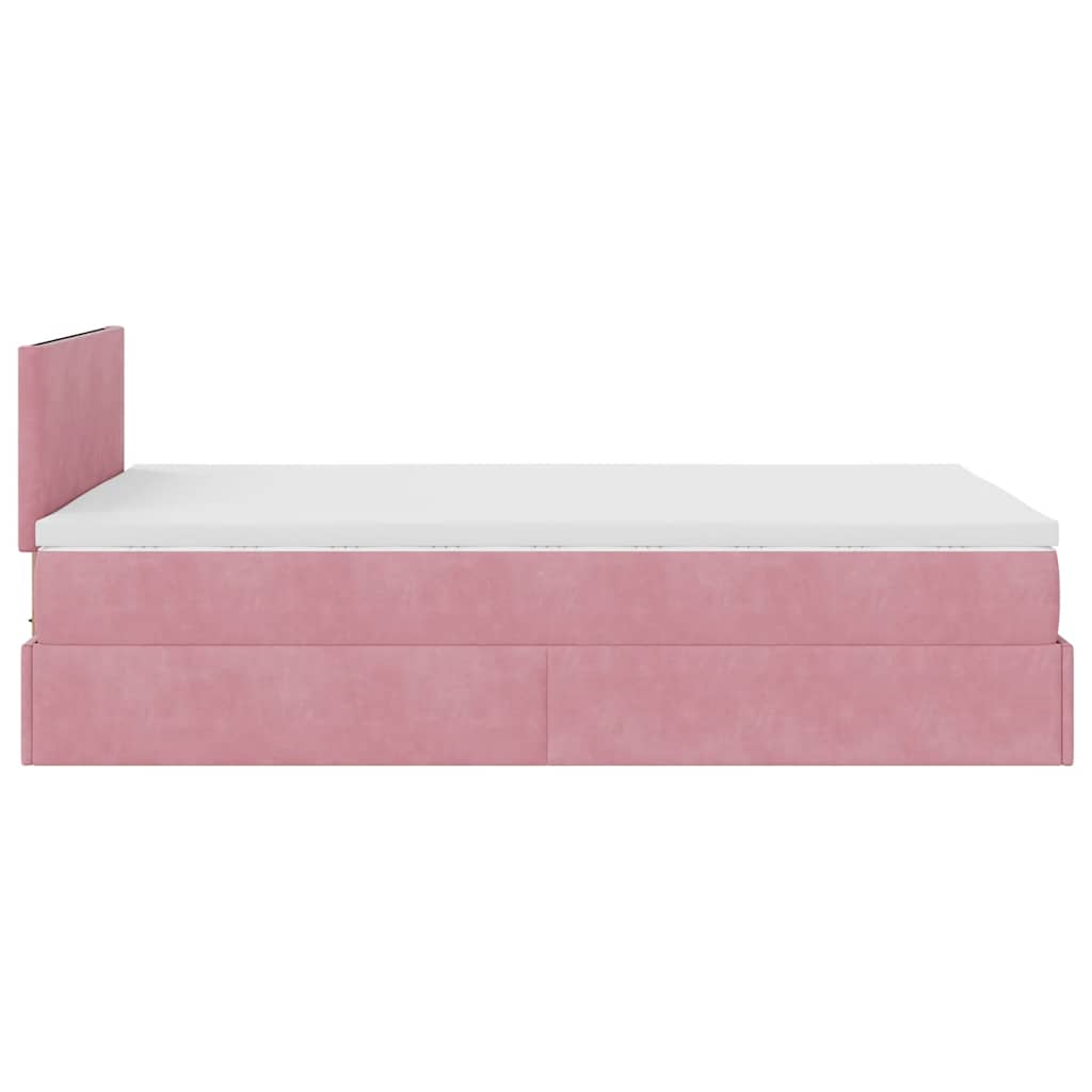 Ottomane Bett mit Matratze & LEDs Rosa 120x190 cm Samt