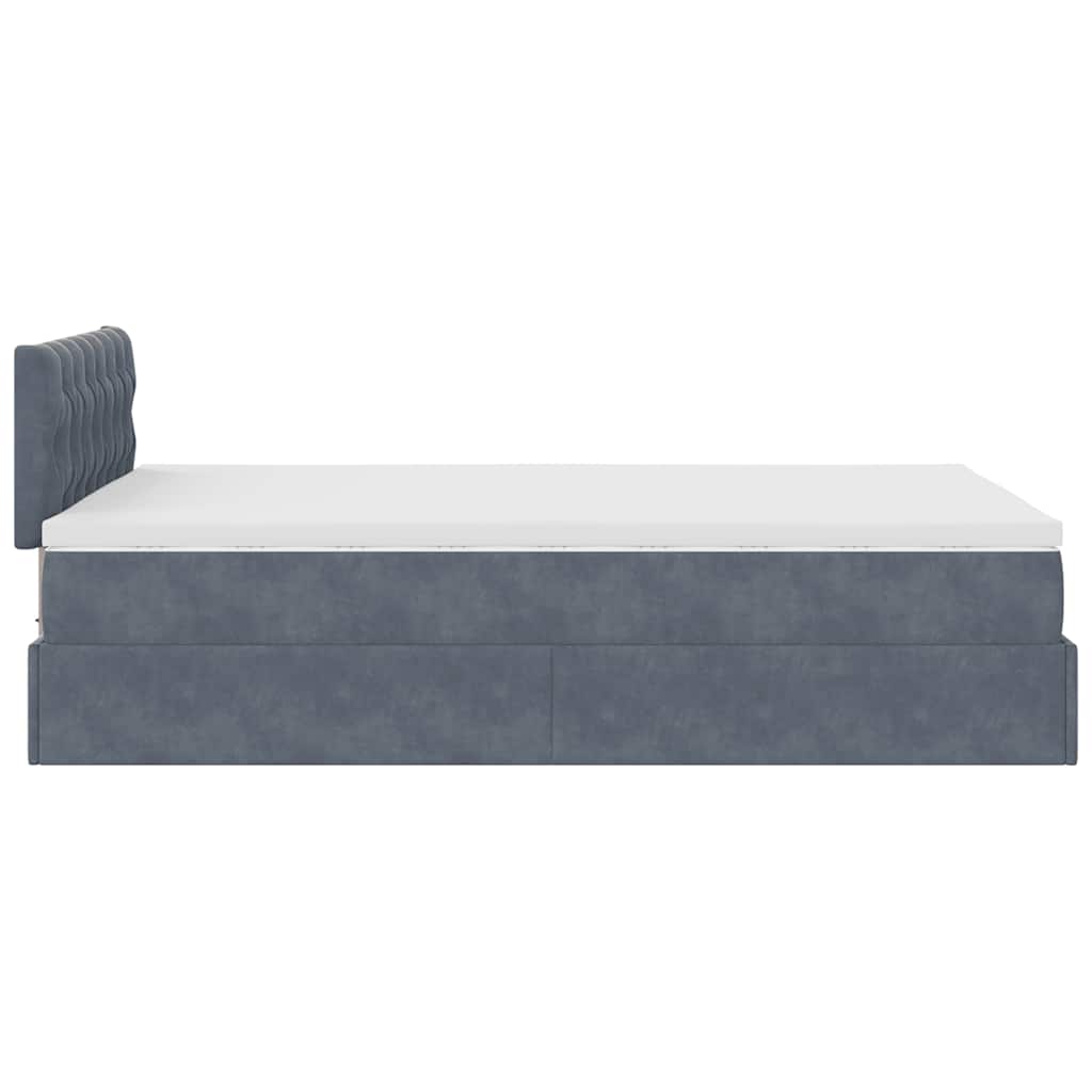 Ottomane Bett mit Matratze & LEDs Dunkelgrau 120x190 cm Samt
