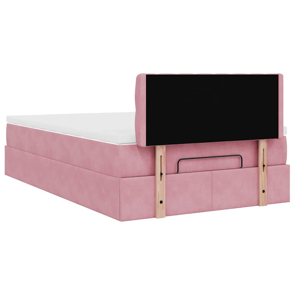 Ottomane Bett mit Matratze & LEDs Rosa 120x190 cm Samt