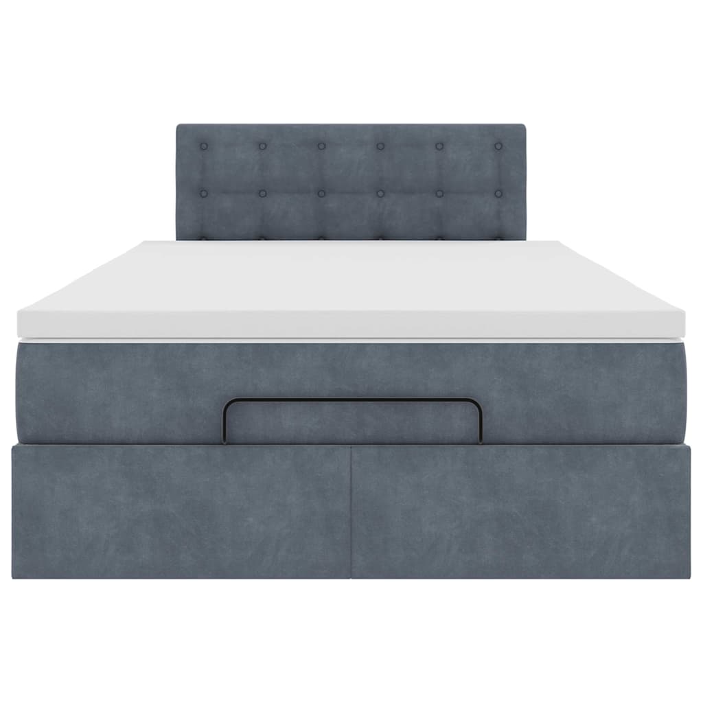 Ottomane Bett mit Matratze & LEDs Dunkelgrau 120x190 cm Samt