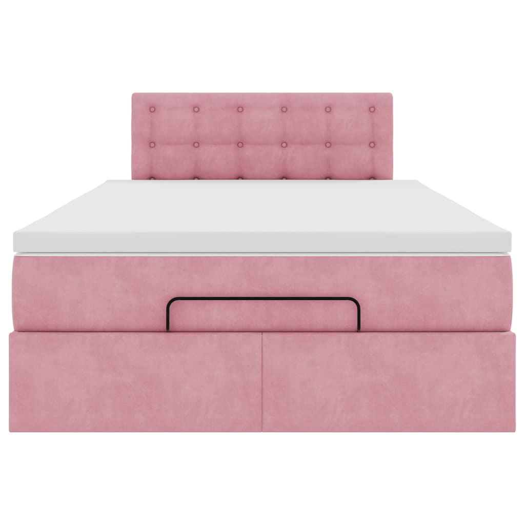 Ottomane Bett mit Matratze & LEDs Rosa 120x190 cm Samt