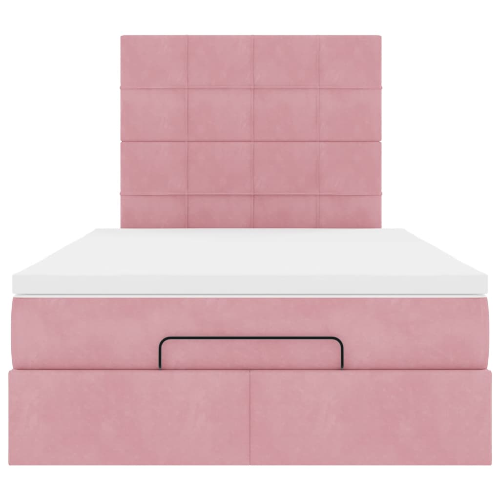 Ottoman-Bett mit Matratzen Rosa 120x190 cm Samt