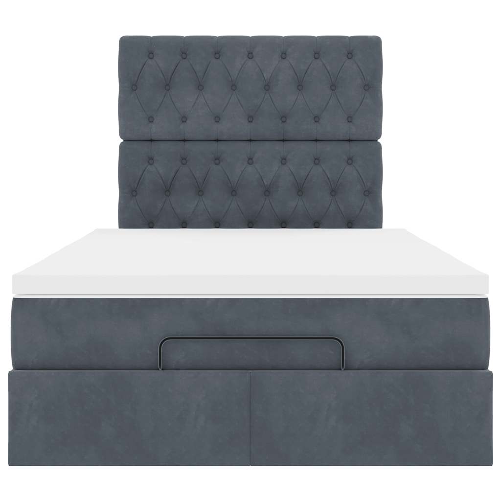 Ottoman-Bett mit Matratzen Dunkelgrau 120x190 cm Samt