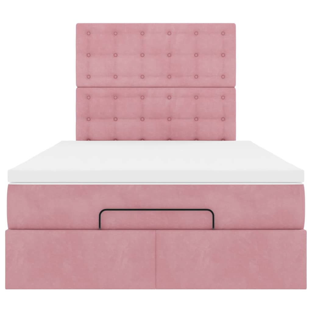 Ottoman-Bett mit Matratzen Rosa 120x190 cm Samt
