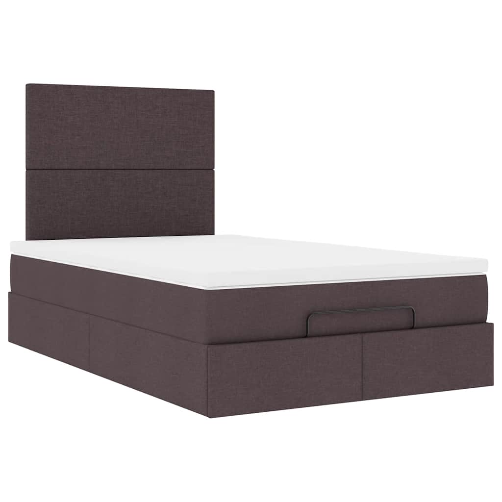 Ottoman-Bett mit Matratze & LEDs Dunkelbraun 120x190 cm Stoff