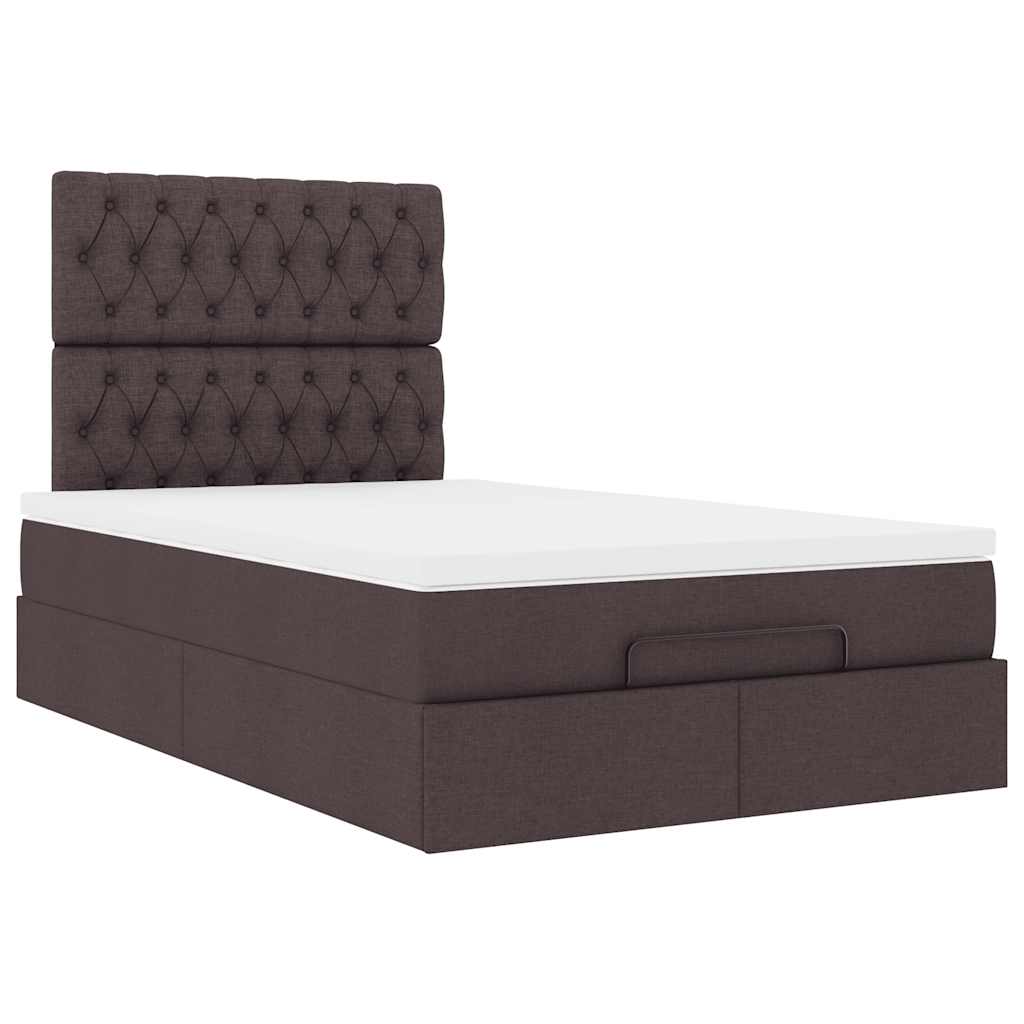 Ottoman-Bett mit Matratze & LEDs Dunkelbraun 120x190 cm Stoff