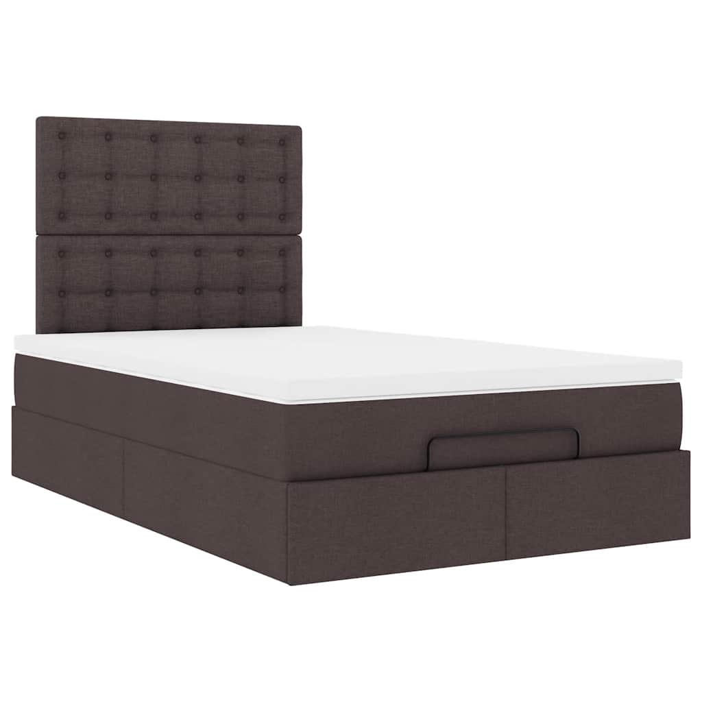 Ottoman-Bett mit Matratze & LEDs Dunkelbraun 120x190 cm Stoff
