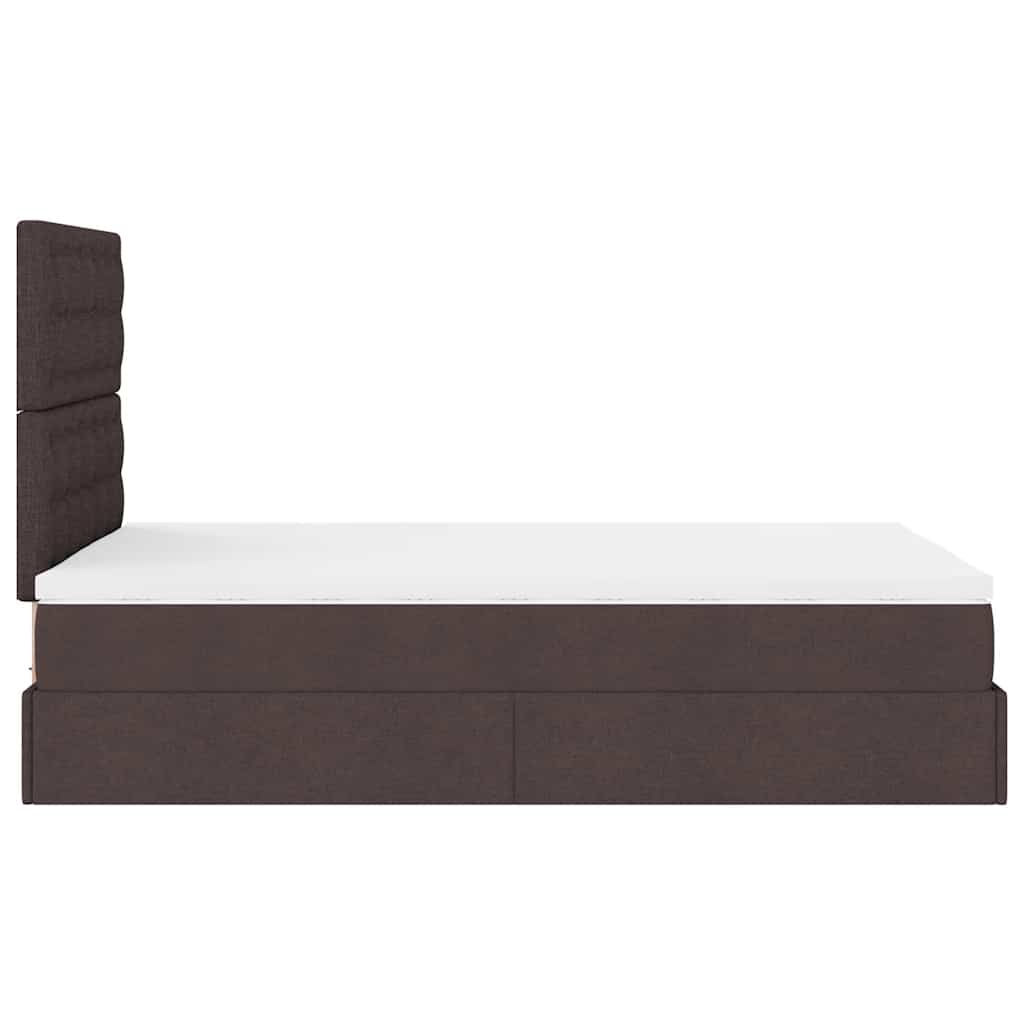 Ottoman-Bett mit Matratze & LEDs Dunkelbraun 120x190 cm Stoff