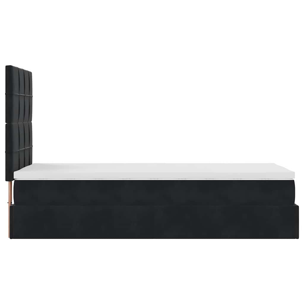 Ottoman-Bett mit Matratzen & LEDs Schwarz 90x200 cm Samt