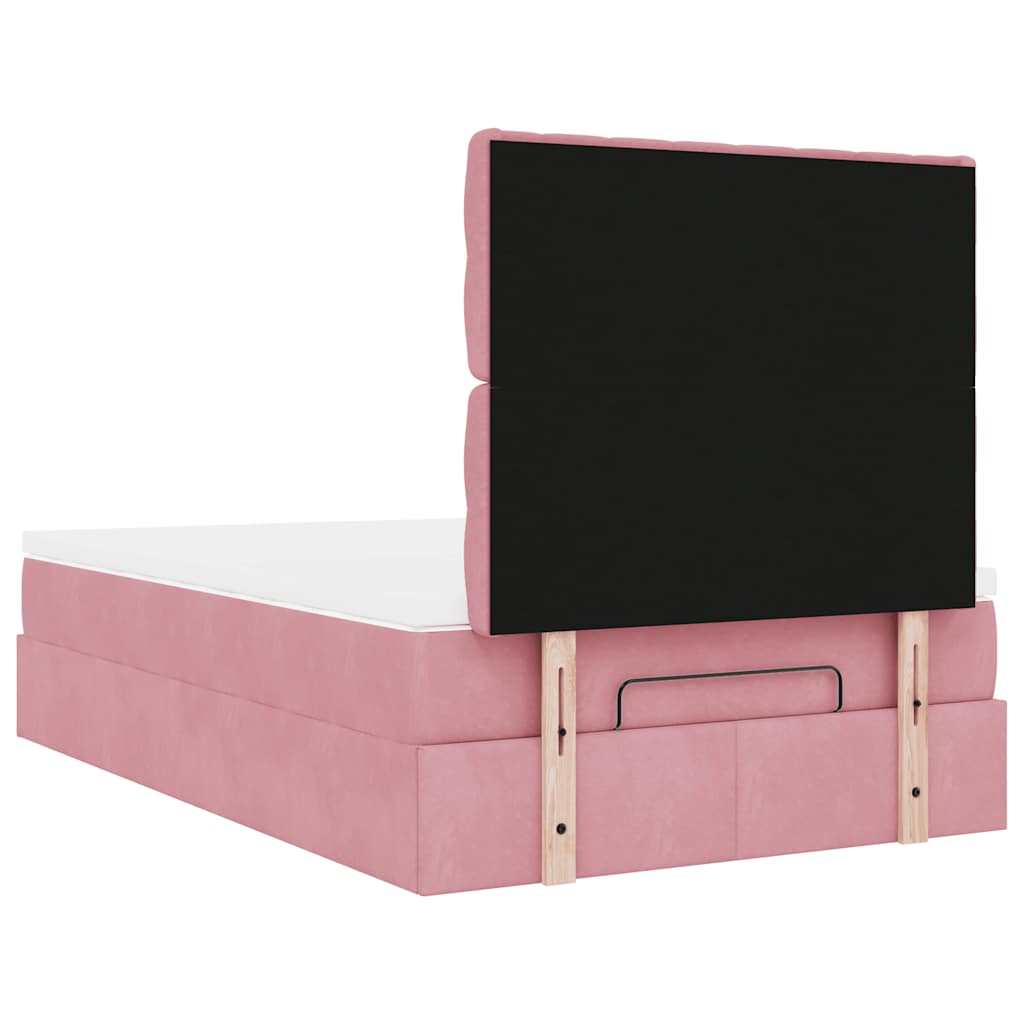 Ottoman-Bett mit Matratzen & LEDs Rosa 120x190 cm Samt