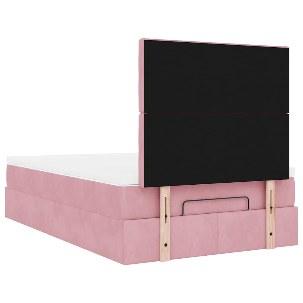Ottoman-Bett mit Matratzen & LEDs Rosa 120x190 cm Samt