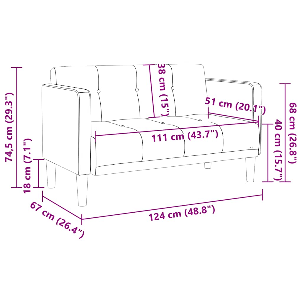 Zweisitzer-Sofa Dunkelgrün 111 cm Stoff