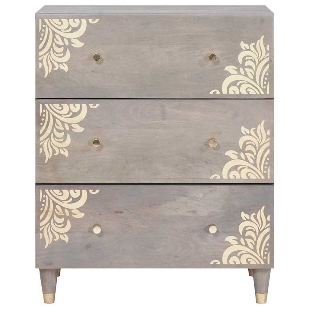 Sideboard Grau und Gold 60 x 33.5 x 75 cm Massivholz Mango