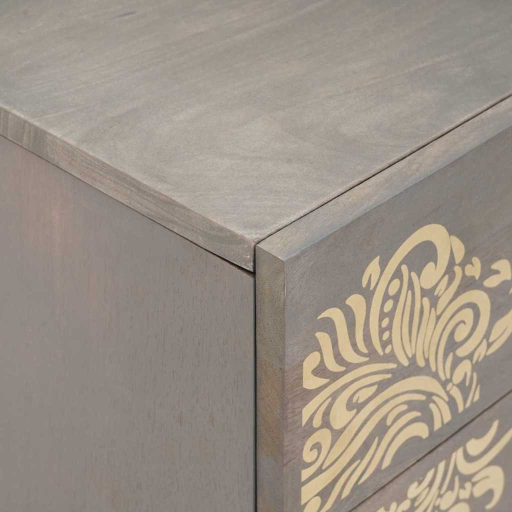 Nachttisch Grau 50 x 33 x 60 cm massives Mangoholz