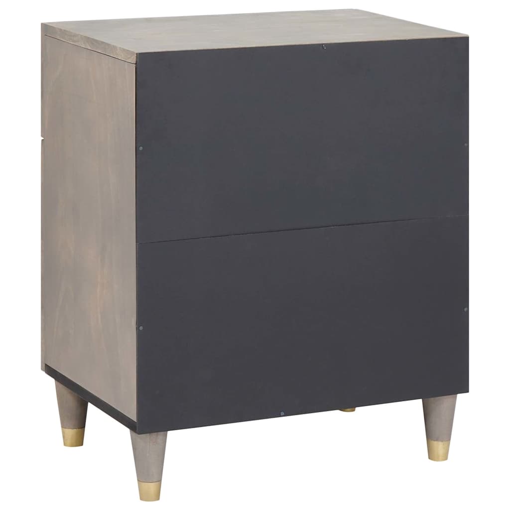 Nachttisch Grau 50 x 33 x 60 cm massives Mangoholz