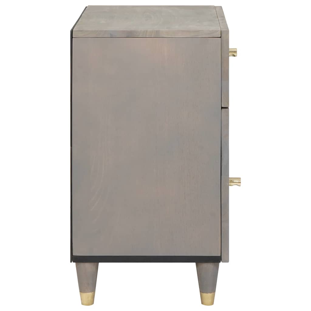 Nachttisch Grau 50 x 33 x 60 cm massives Mangoholz