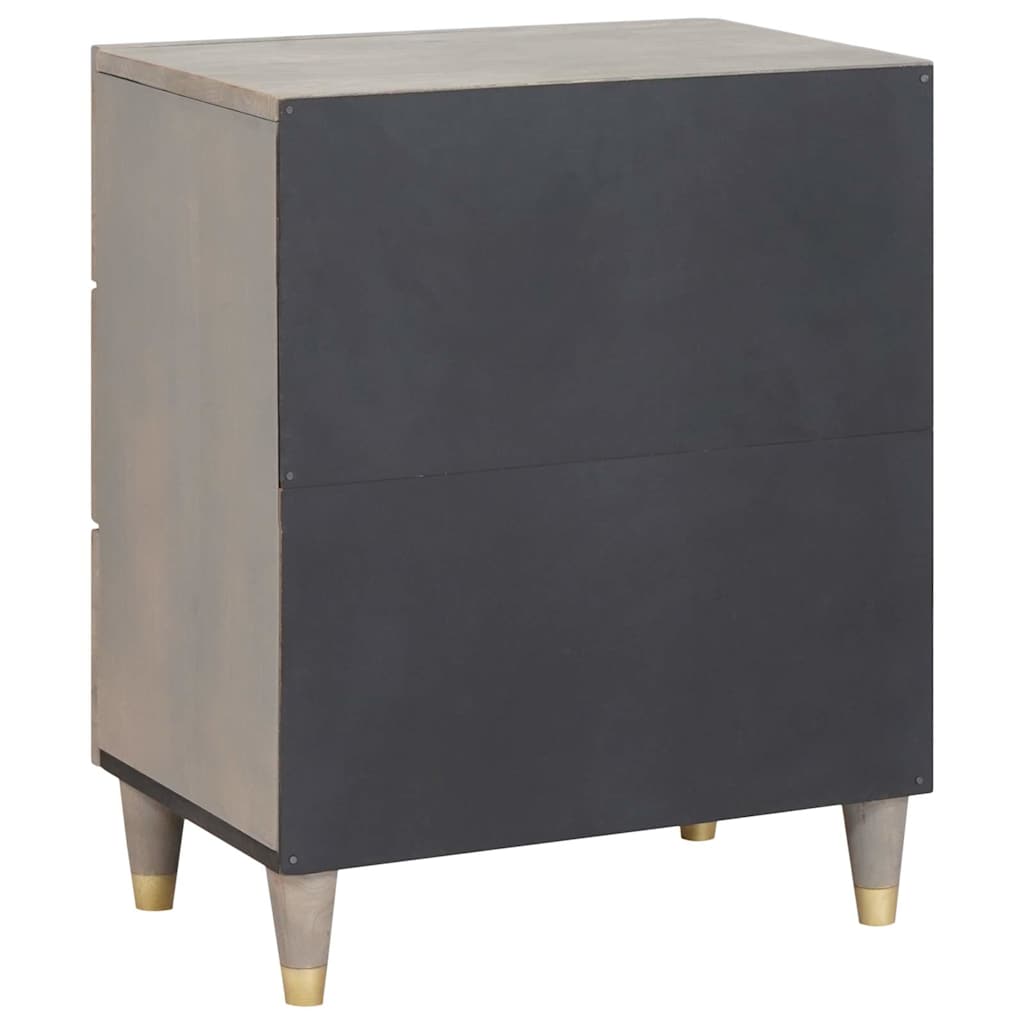 Nachttisch Grau 50 x 33 x 62 cm massives Mangoholz