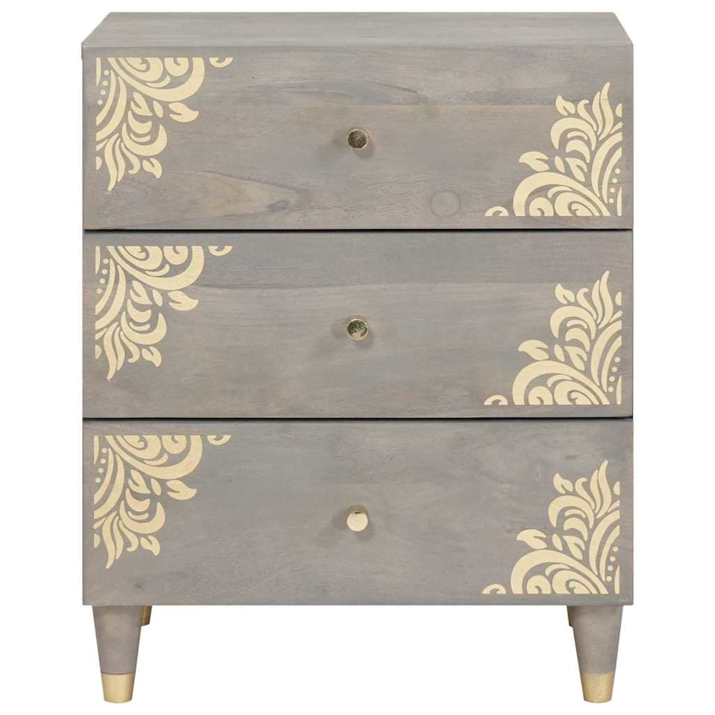 Nachttisch Grau 50 x 33 x 62 cm massives Mangoholz