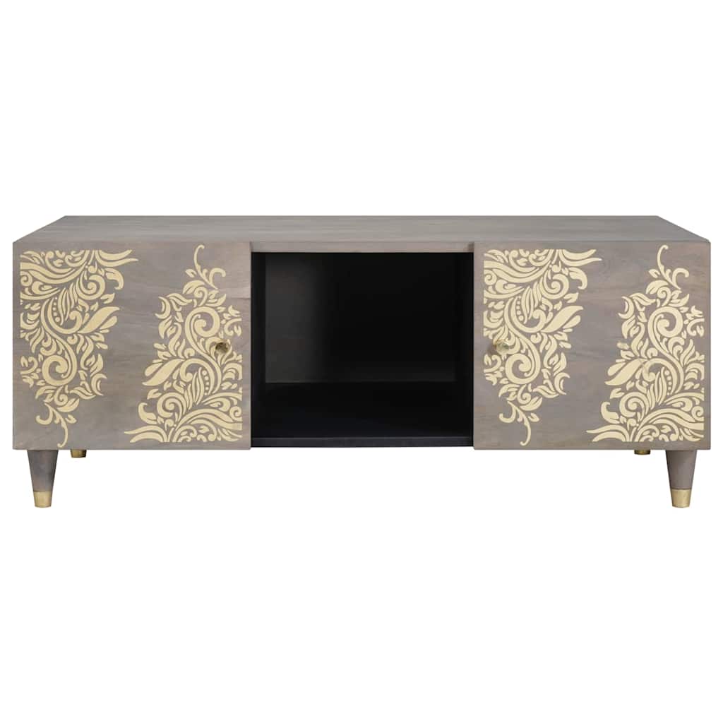 Couchtisch Grau 100 x 54 x 40 cm massives Mangoholz