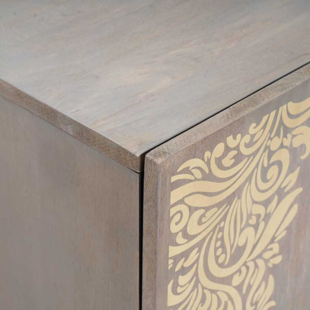 Sideboard Grau und Gold 40 x 33.5 x 75 cm Massivholz Mango