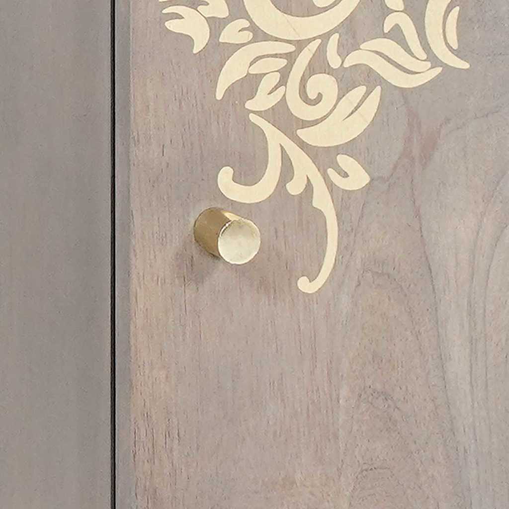Sideboard Grau und Gold 40 x 33.5 x 75 cm Massivholz Mango