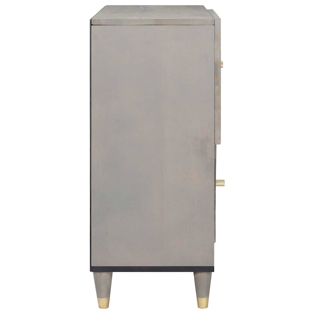 Sideboard Grau und Gold 80 x 33.5 x 75 cm Massivholz Mango