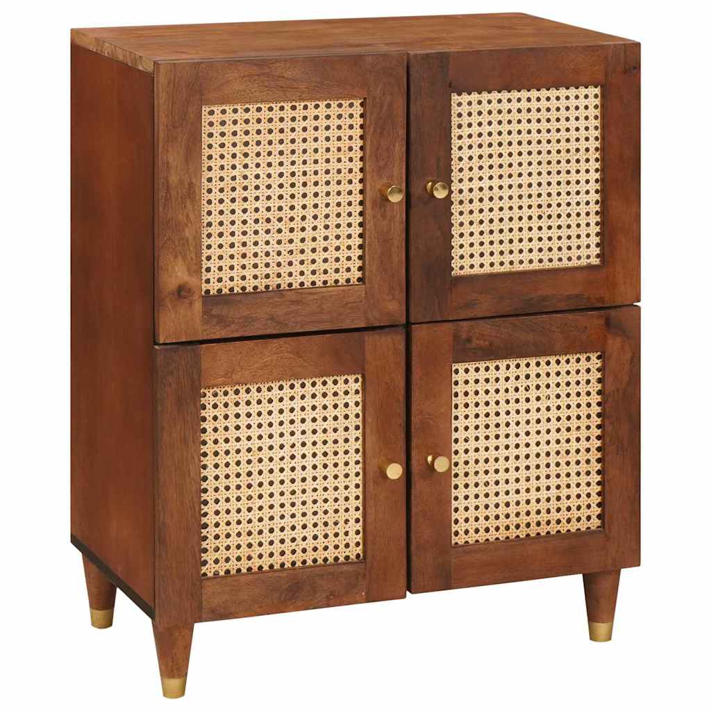 Sideboard Braun 60 x 33.5 x 75 cm Rohr und massives Mangoholz