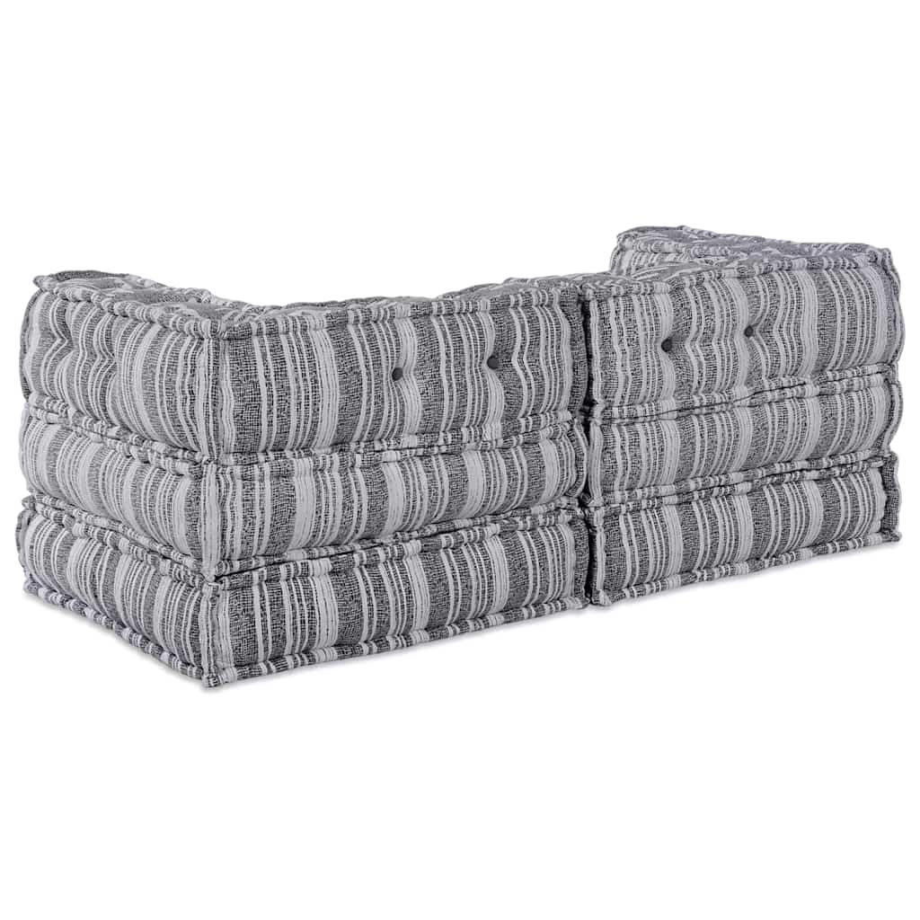 Modulares Sofa Gestreift 2 pcs Grau 70 x 70 x 54 cm Stoff