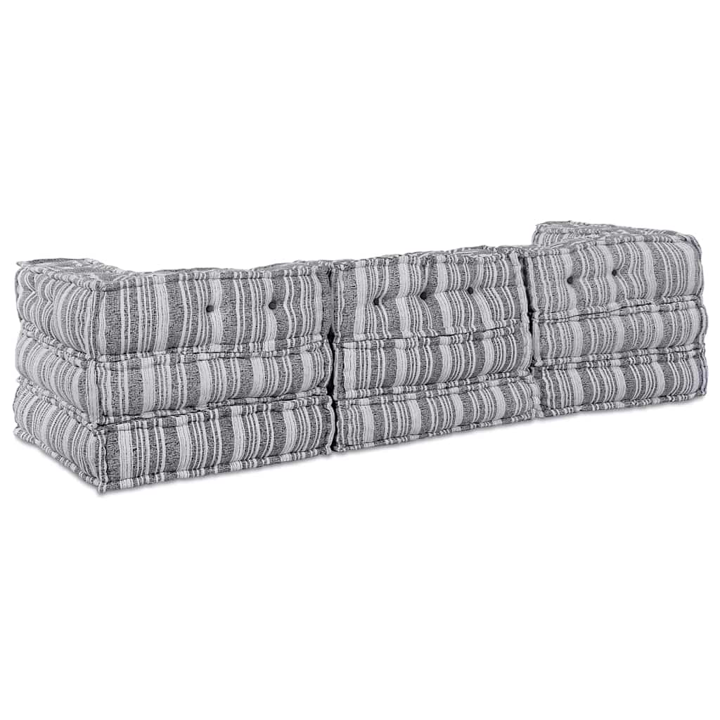 Modulares Sofa Gestreift 3 pcs Hellgrau 70 x 70 x 56 cm Stoff