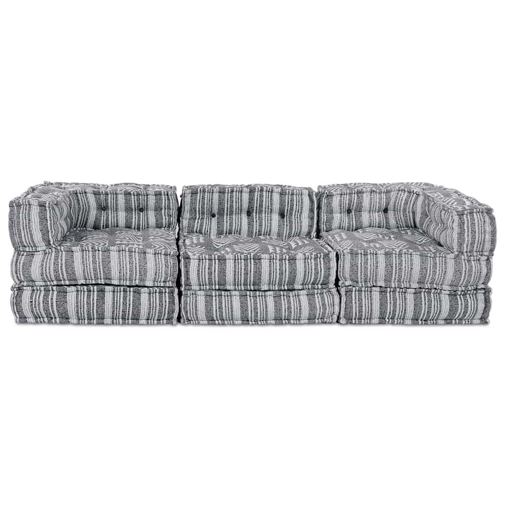 Modulares Sofa Gestreift 3 pcs Hellgrau 70 x 70 x 56 cm Stoff