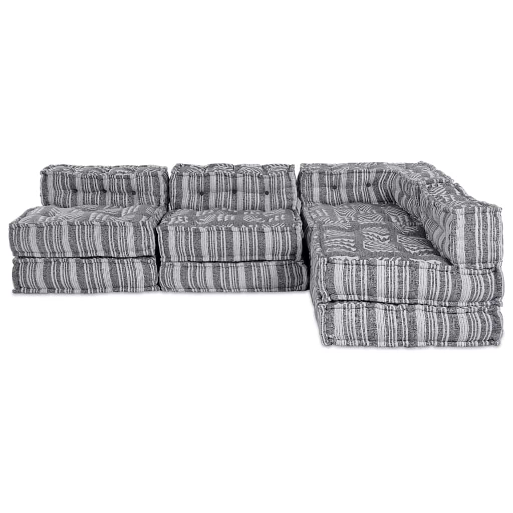 Modulares Sofa Gestreift 4 pcs Hellgrau 70 x 70 x 56 cm Stoff