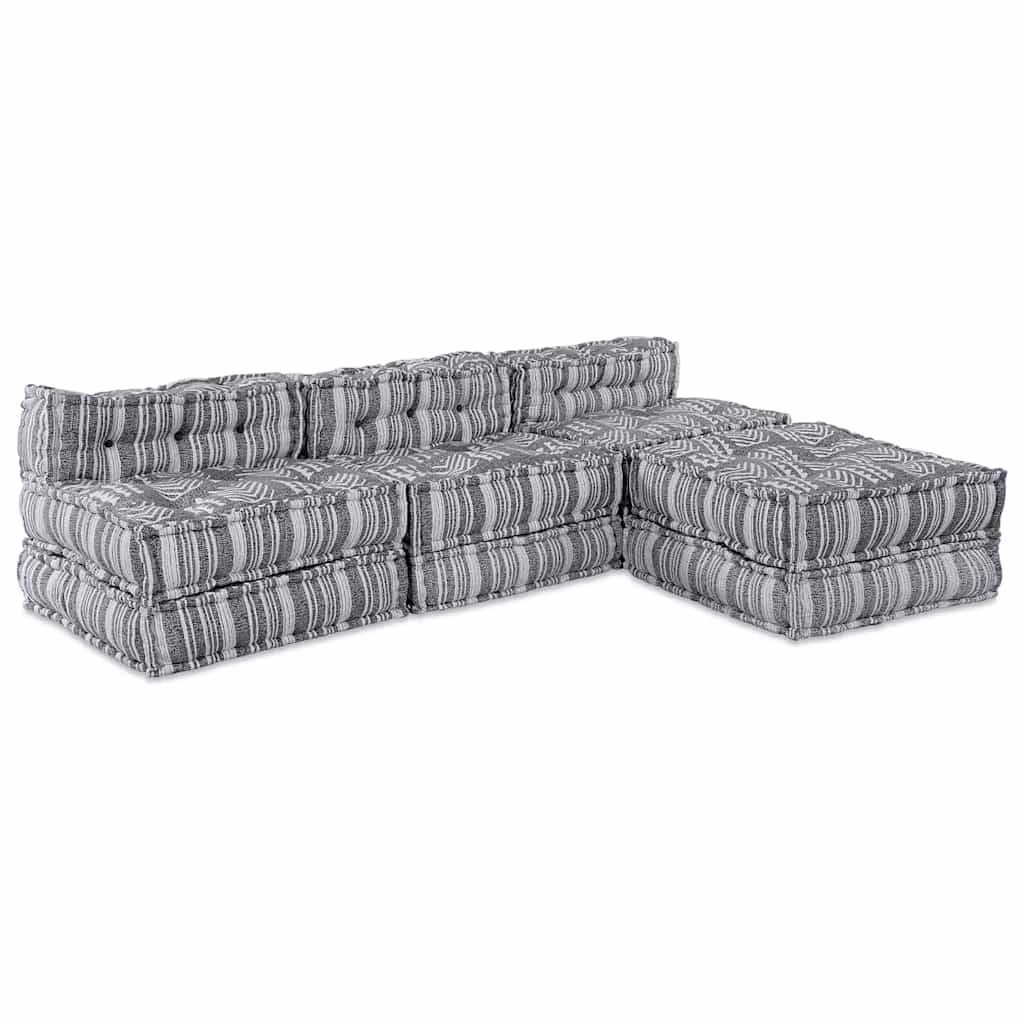 Modulares Sofa Gestreift 4 pcs Hellgrau 70 x 70 x 56 cm Stoff