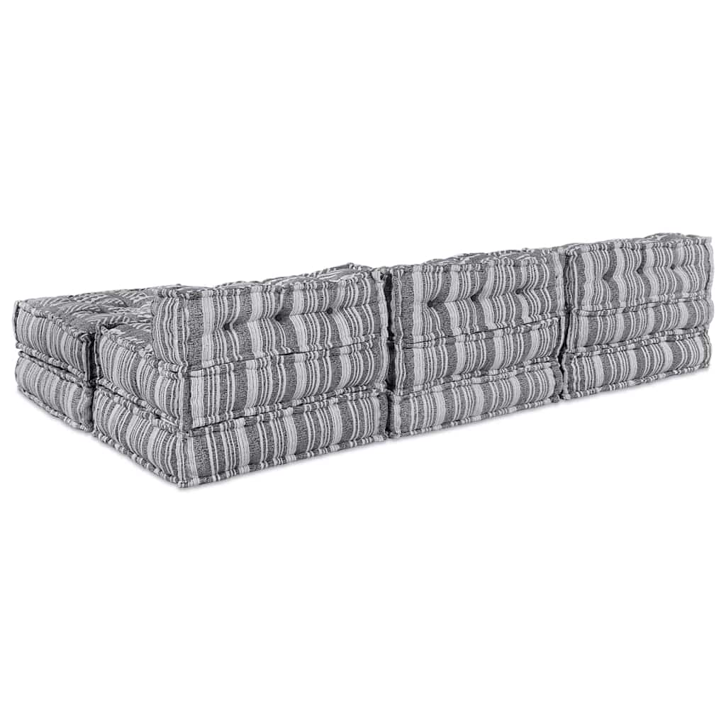 Modulares Sofa Gestreift 4 pcs Hellgrau 70 x 70 x 56 cm Stoff