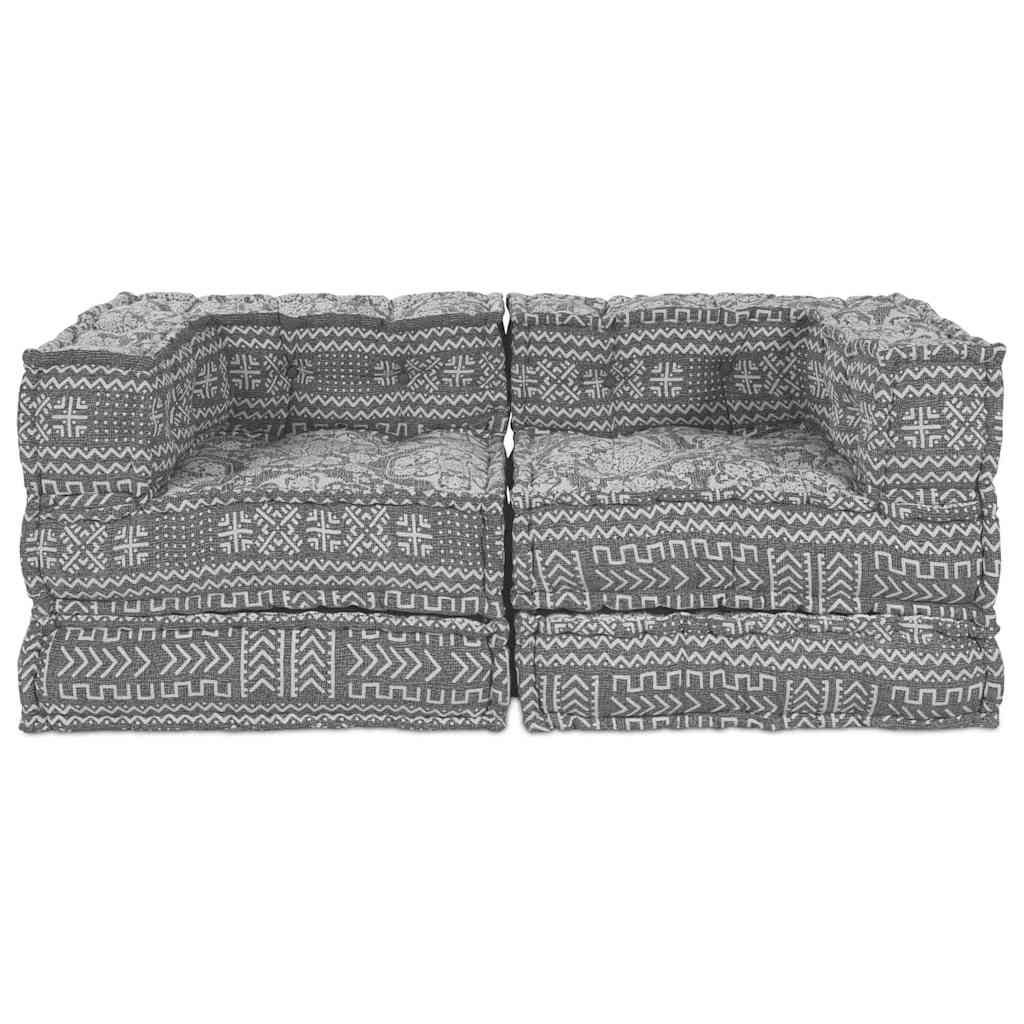 Modulares Sofa Geometrisch 2 pcs Hellgrau 70 x 70 x 56 cm Stoff