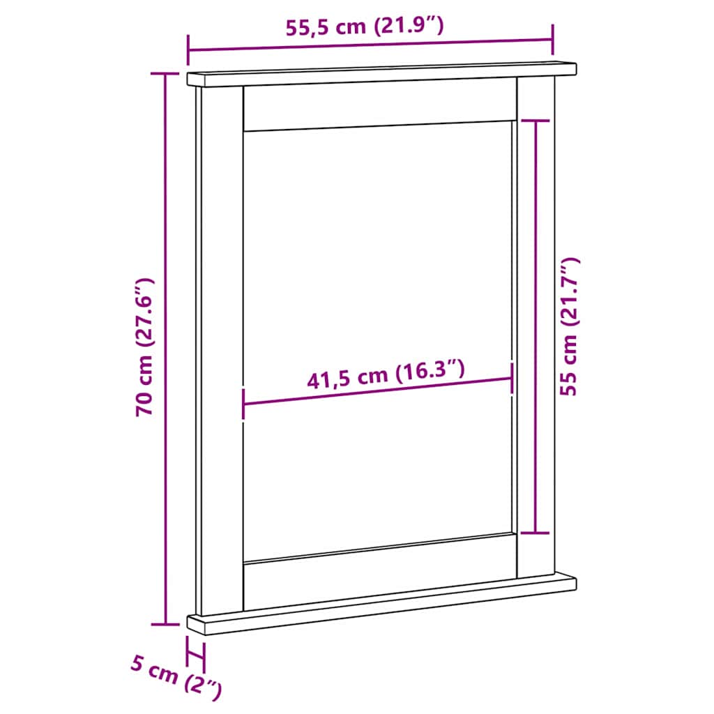 Spiegel VIGO Weiß 55,5 x 5 x 70 cm Massivholz Kiefer