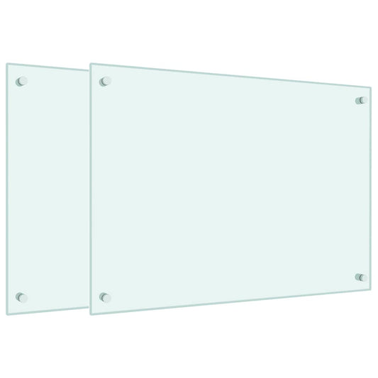 Küchenrückwände 2 Stk. Weiß 70x50 cm Hartglas