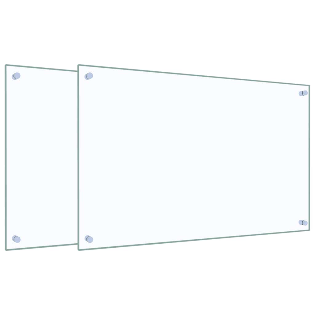 Küchenrückwände 2 Stk. Transparent 80x50 cm Hartglas