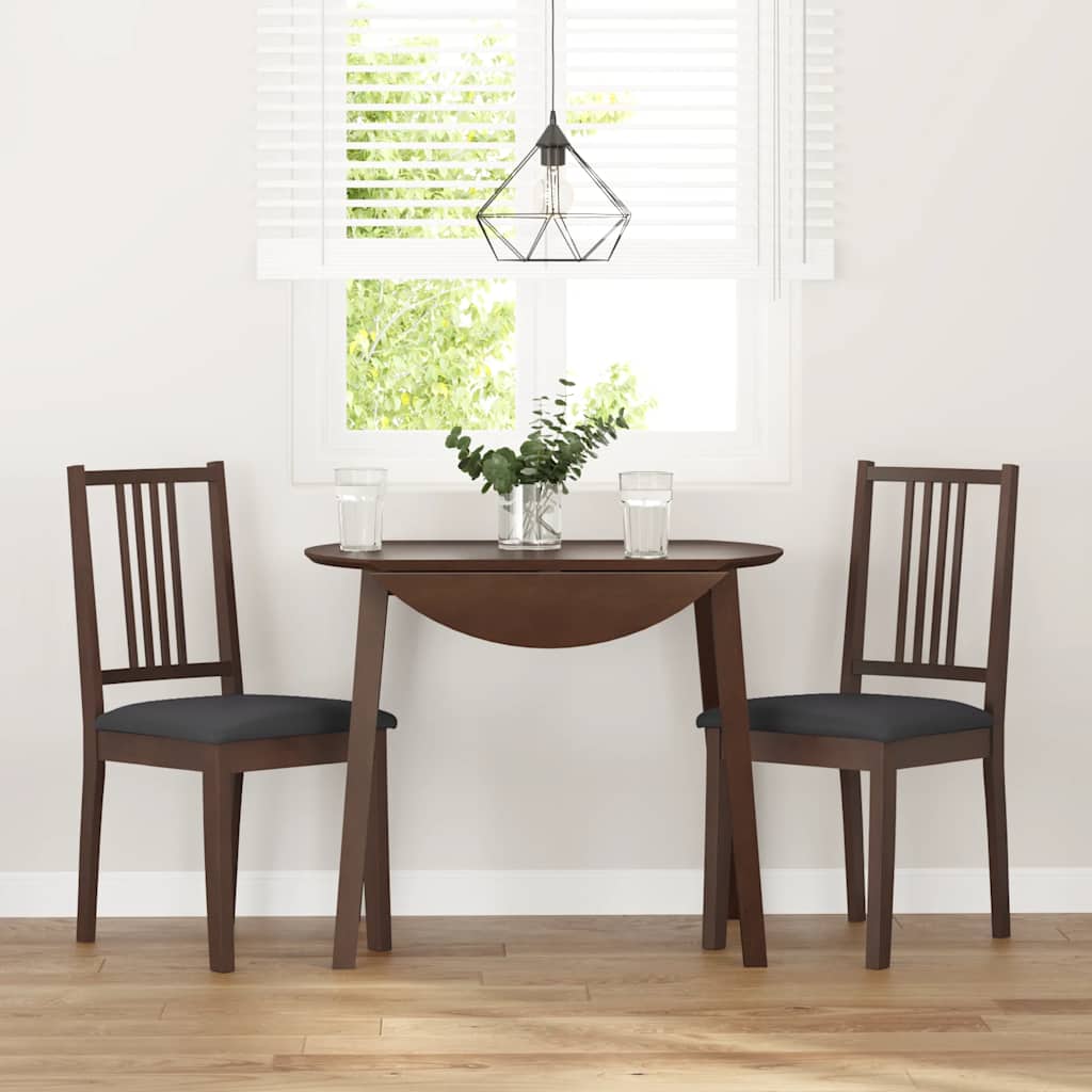 Esszimmerstühle mit Kissen 2 Stk. Braun Massivholz Gummibaum