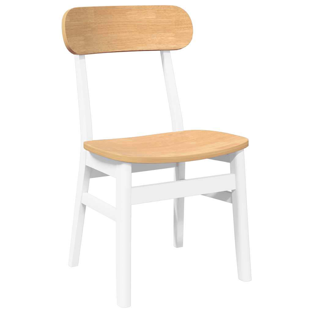 Esszimmerstühle 2 Stk. Weiß Massivholz Gummibaum