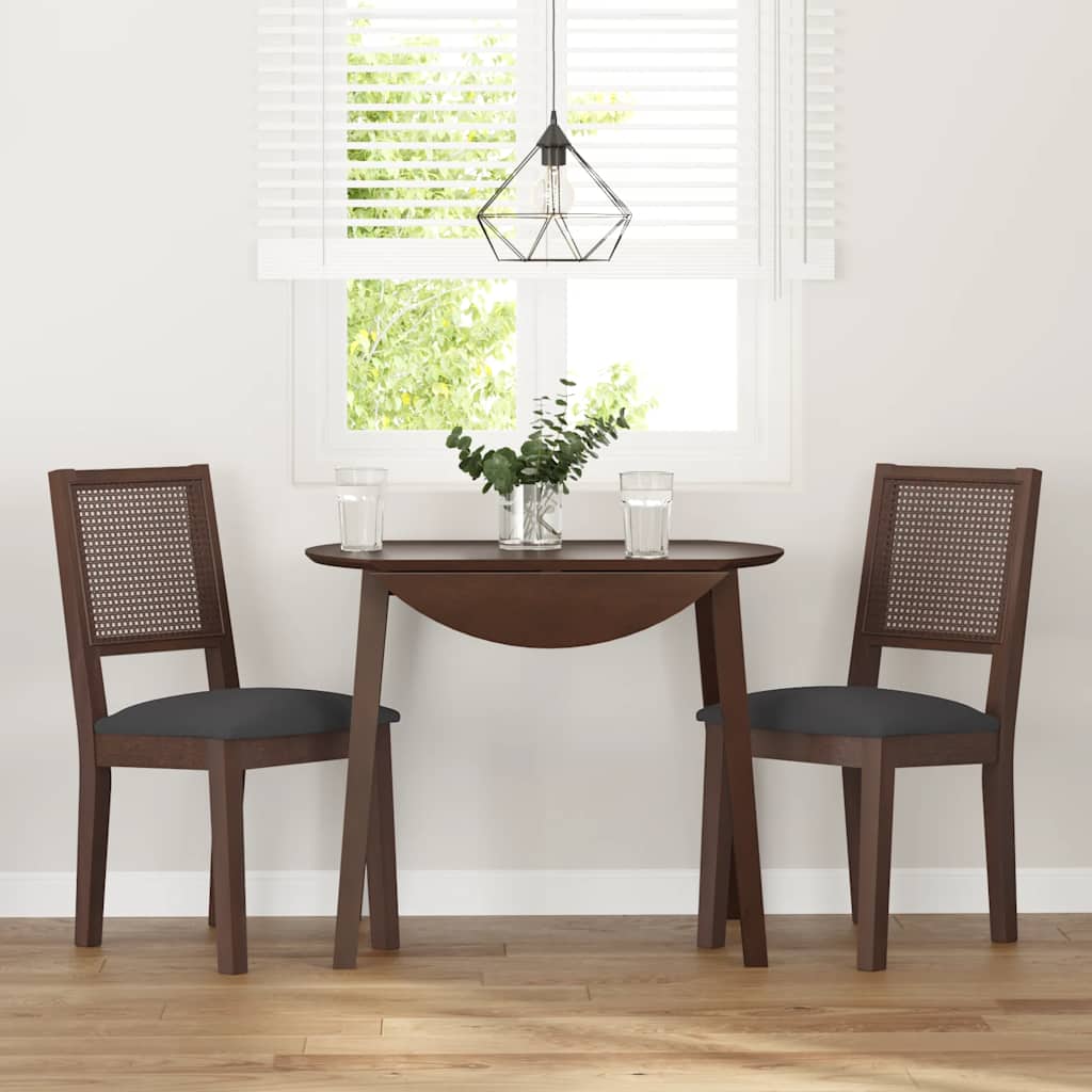 Esszimmerstühle mit Kissen 2 Stk. Braun Massivholz Gummibaum
