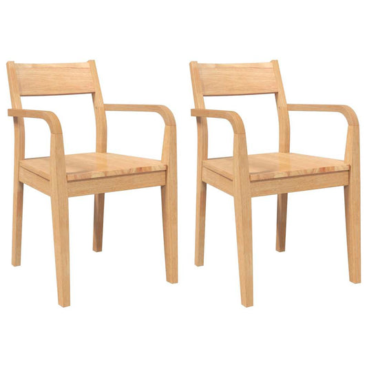 Esszimmerstühle 2 Stk. Natur Massivholz Gummibaum