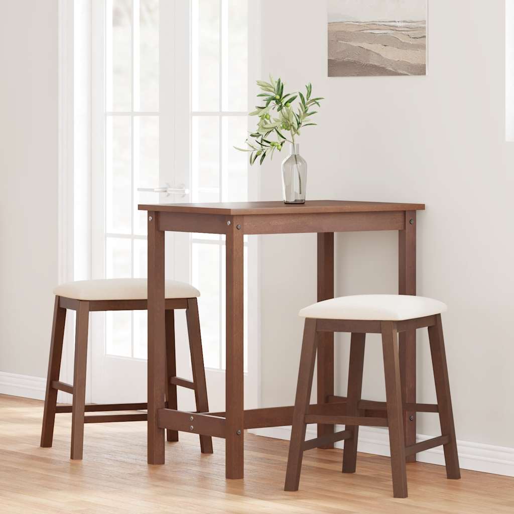 Barstühle mit Kissen 2 Stk. Braun Massivholz Gummibaum