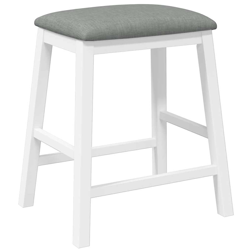 Barstühle mit Kissen 2 Stk. Weiß Massivholz Gummibaum