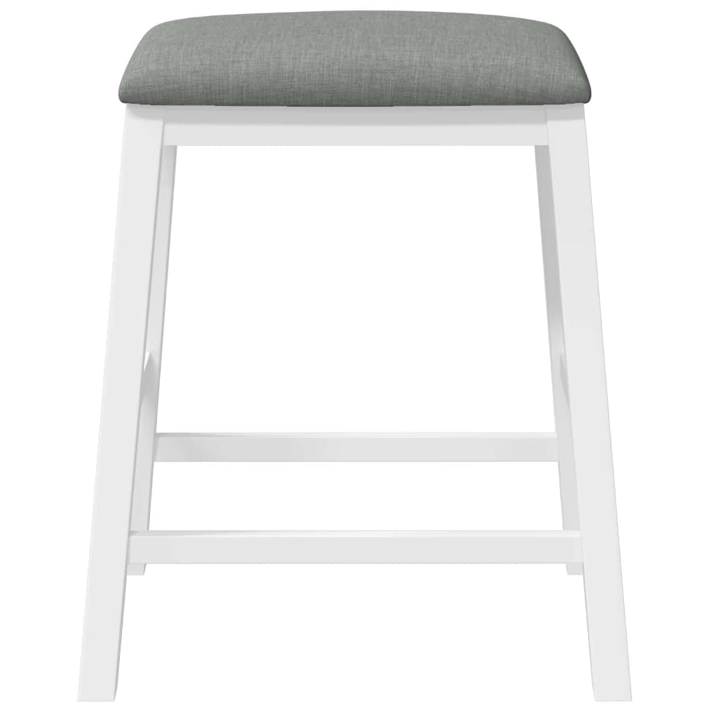 Barstühle mit Kissen 2 Stk. Weiß Massivholz Gummibaum