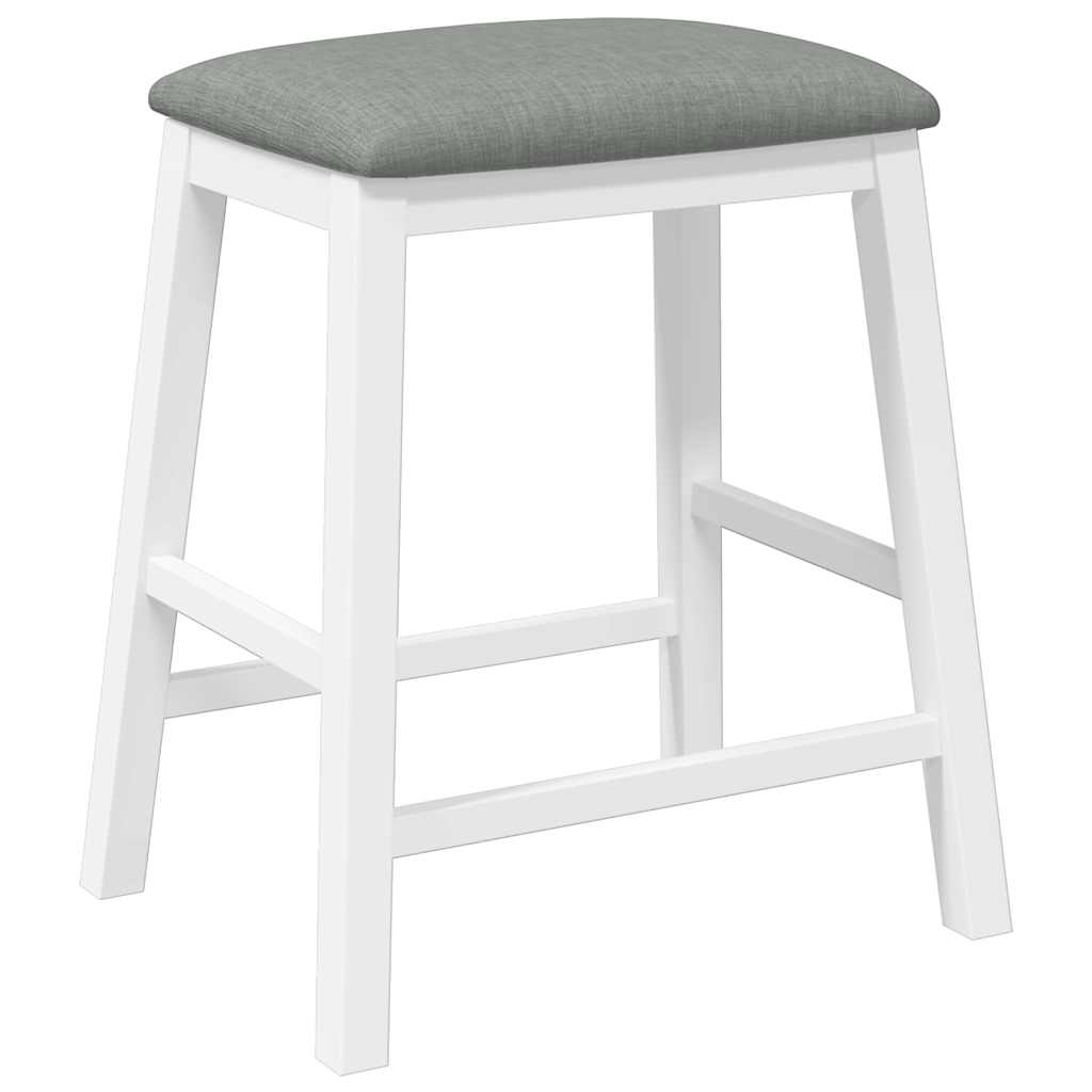 Barstühle mit Kissen 2 Stk. Weiß Massivholz Gummibaum