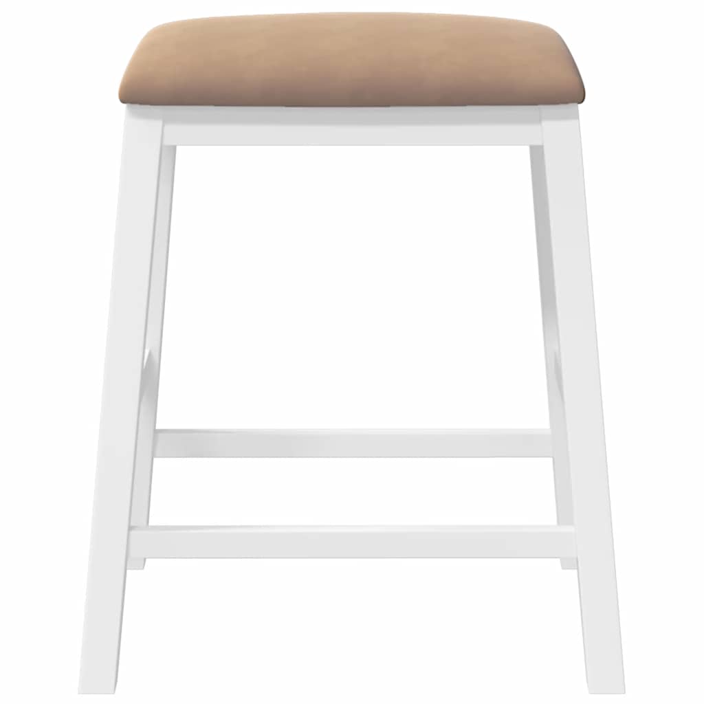 Barstühle mit Kissen 2 Stk. Weiß Massivholz Gummibaum
