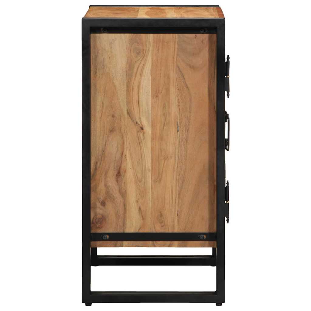 Schuhschrank mit Tür Schwarz 30 x 30 x 40 cm Massivholz Akazie