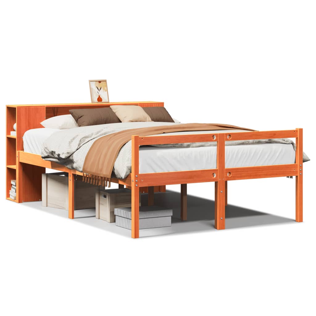 Massivholzbett ohne Matratze Wachsbraun 135x190 cm Massivholz