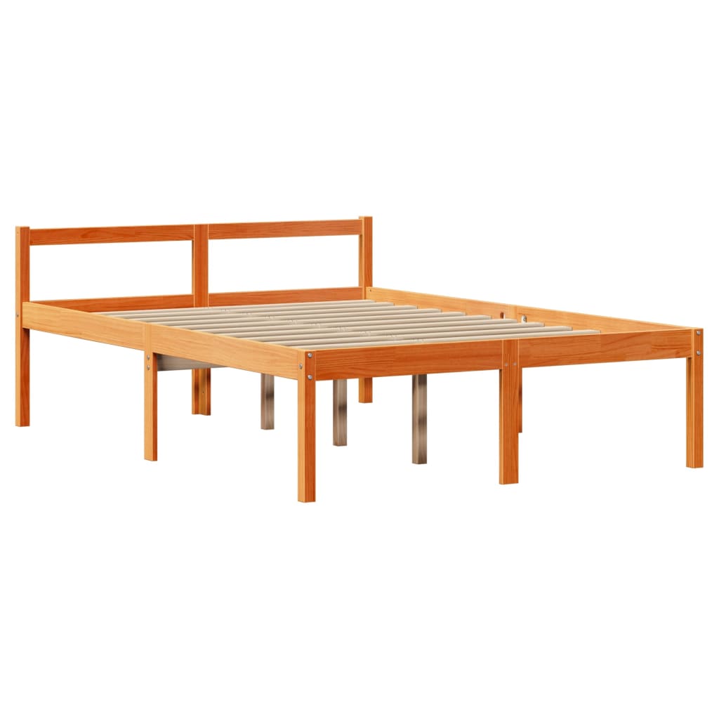 Massivholzbett ohne Matratze Wachsbraun 135x190 cm Massivholz