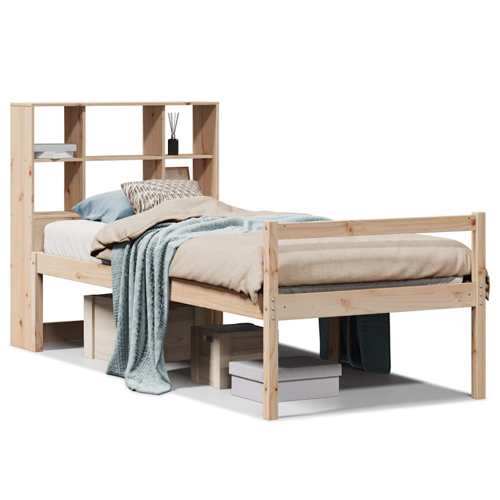 Massivholzbett mit Regal ohne Matratze 90x200 cm Kiefer